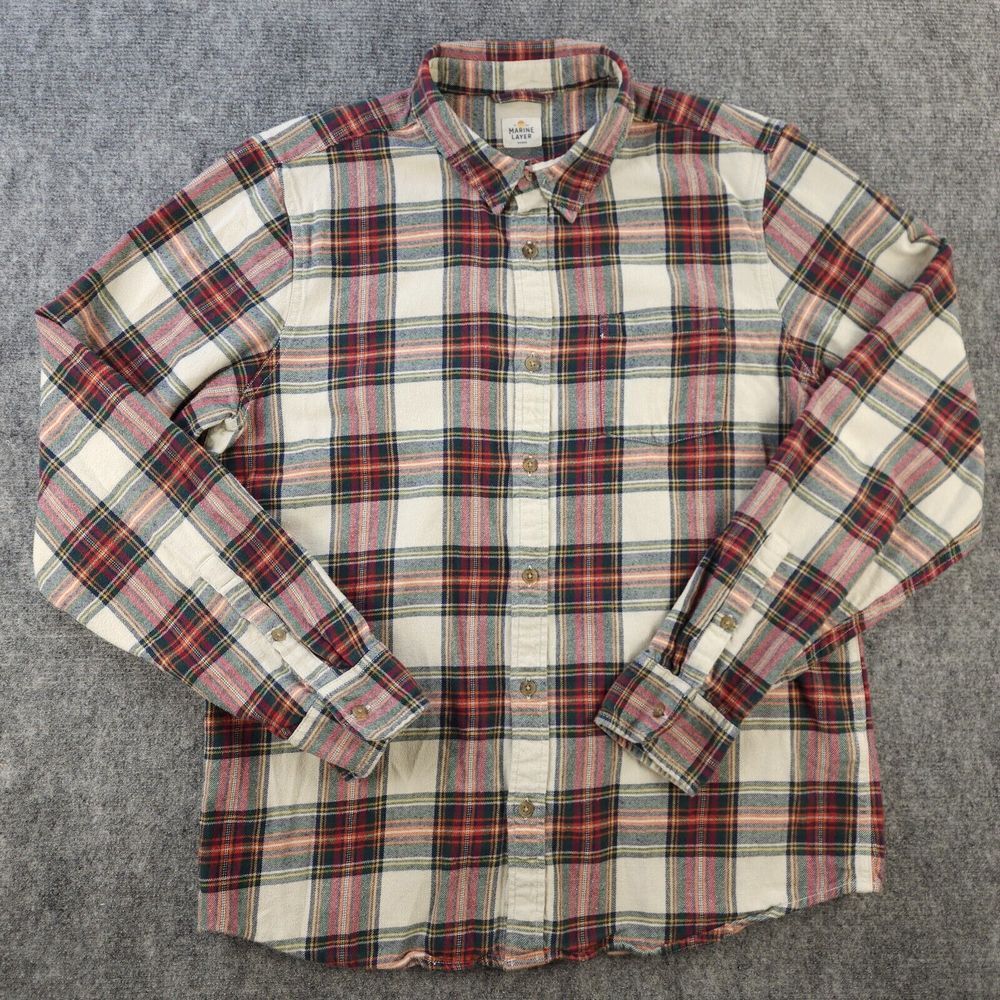 Marine Layer Multicolor Plaid Casual Button Down Shirt